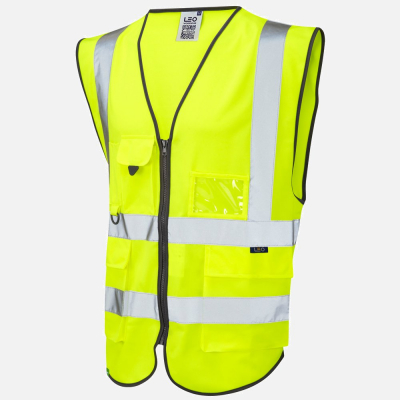 Leo Lynton W11 Hi-Vis Waistcoat - High-Visibility Yellow - Mens - Sizes XS-6XL
