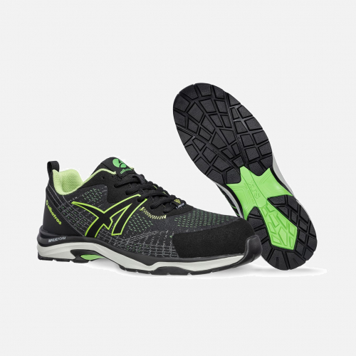 ALBATROS SPLENDID GH LOW S1P ESD HRO SRC, SIZE 4 (EU 37) Safety Trainer - Black/Green - Unisex - Sizes 3-12