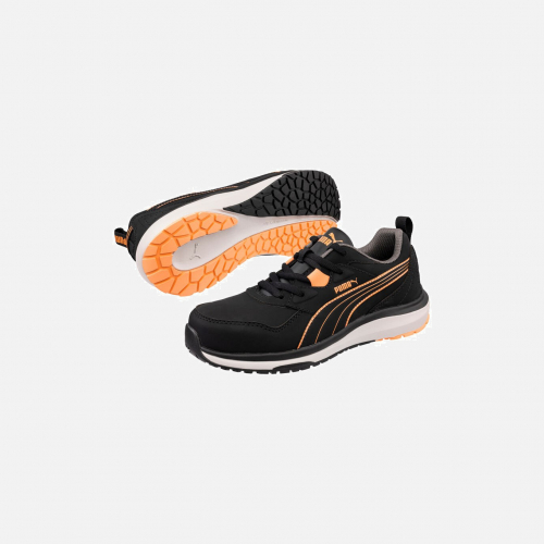 Puma Safety STEPPER Blk/Peach LOW S3S ESD FO HRO SR, Size 8 Safety Trainer - Black/Peach - Ladies - Sizes 3-8