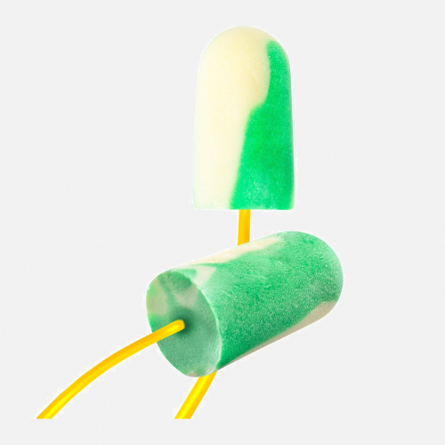 BioSoft Mega Bullet, BSF-30, CORDED, Box of 100Prs Ear Plugs - Green/White
