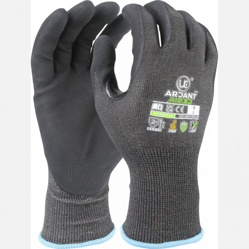 Ardant-Air XD - Microfoam, XREY Yarn, Cut D Impact Resistant Gloves - Black (XS-2XL)