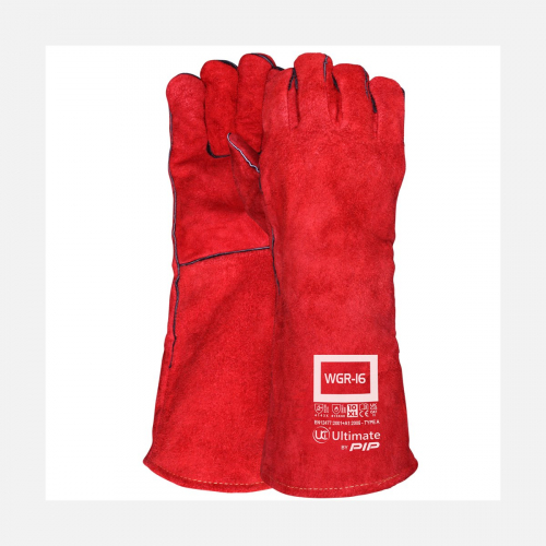 WGR-16 - Extra Long Welding Gauntlet Gauntlets - Red (2XL)