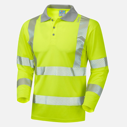 Leo Barricane P08 Hi-Vis Long Sleeve Polo Shirt - Mens - Sizes S-6XL