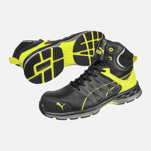 PUMA SAFETY VELOCITY 2.0 YELLOW MID S3 ESD HRO SRC Safety Trainer - Black-Yellow - Mens - Sizes 6-13