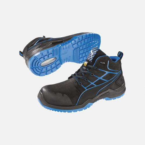 PUMA SAFETY KRYPTON BLUE MID S3 ESD SRC Safety Trainer - Black-Blue - Mens - Sizes 7-14