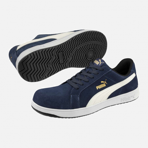PUMA SAFETY ICONIC SUEDE NAVY LOW S1PL ESD Insole - Blue - Unisex - Sizes 6-13