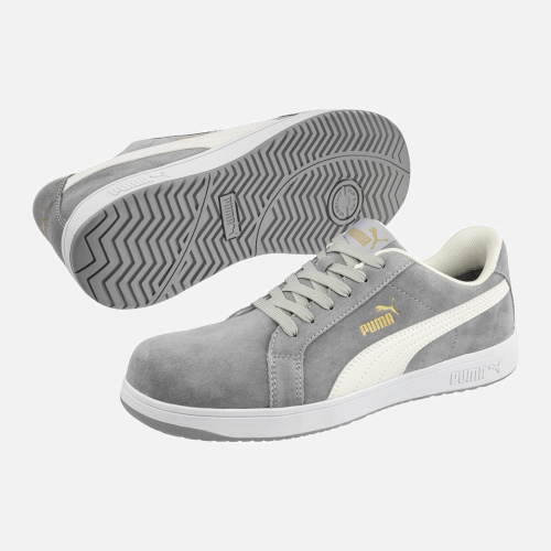 PUMA SAFETY ICONIC SUEDE GREY LOW S1PL ESD Insole - Unisex - Sizes 3-13