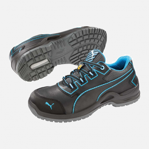 PUMA SAFETY NIOBE WNS LOW S3 ESD SRC Safety Trainer - Black-Blue - Ladies - Sizes 3-7