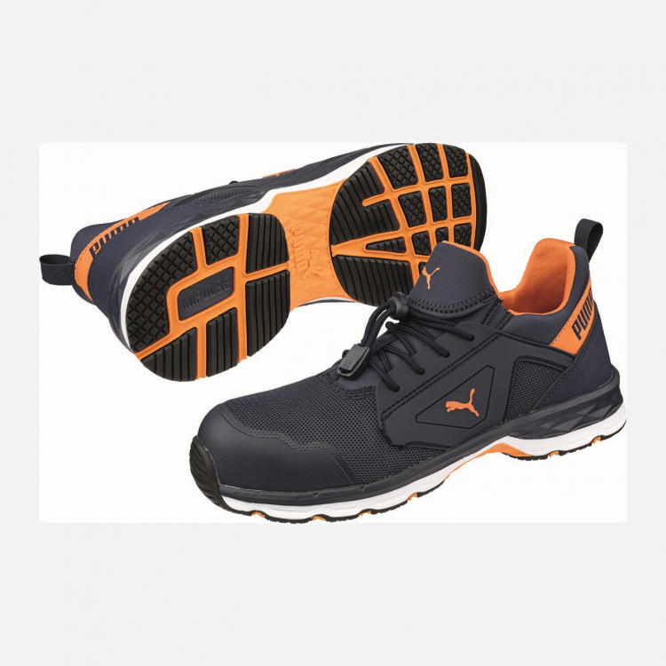 PUMA SAFETY CHASE BLUE/ORANGE LOW S1PS ESD FO HRO SR, EU 39, UK 6 Safety Trainer - Mens - Sizes 6-13