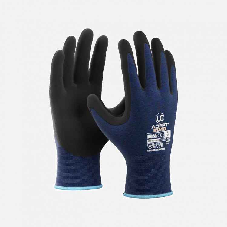 Adept-Statix - EN16350 Anti-Static Microfoam (Size 9) Anti-Static Safety Gloves - Blue (XS-2XL)