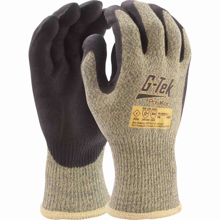G-Tek 16-AR413 - Arc Flash Level 2 - 08 / M Heat Resistant Safety Gloves - Yellow/Black (S-2XL)