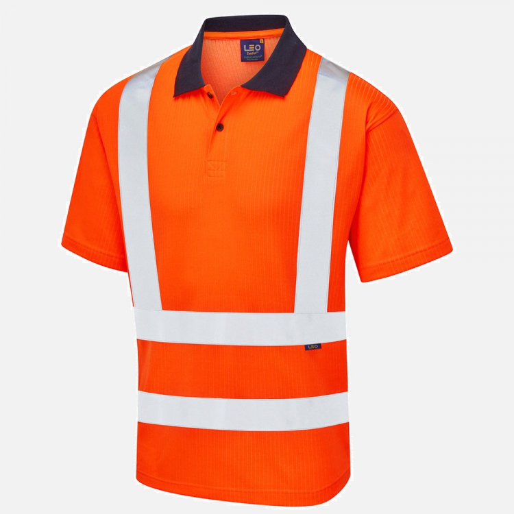 Leo Croyde P01 Hi-Vis Polo Shirt - High-Visibility Orange - Mens - Sizes S-6XL