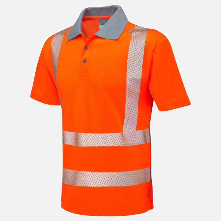 Leo Woolacombe P03 Hi-Vis Polo Shirt - High-Visibility Orange - Mens - Sizes S-6XL