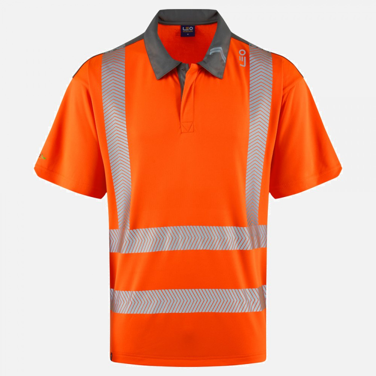 Leo Trimstone P12 Hi-Vis Polo Shirt - High-Visibility Orange - Mens - Sizes S-6XL