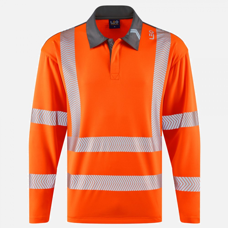 Leo Georgeham P13 Hi-Vis Polo Shirt - High-Visibility Orange - Mens - Sizes S-6XL