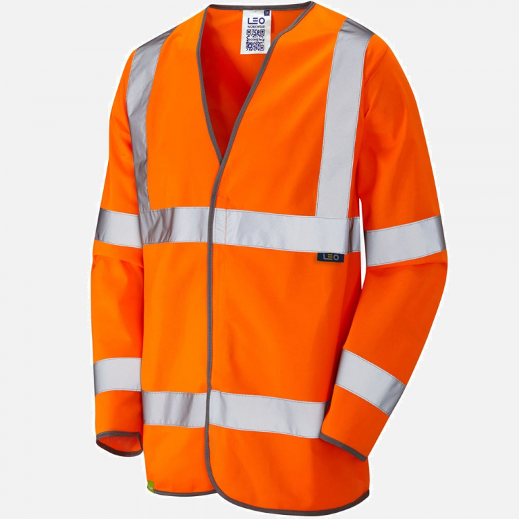 Leo Shirwell S01 Hi-Vis Sleeved Waistcoat - High-Visibility Orange - Mens - Sizes S-6XL