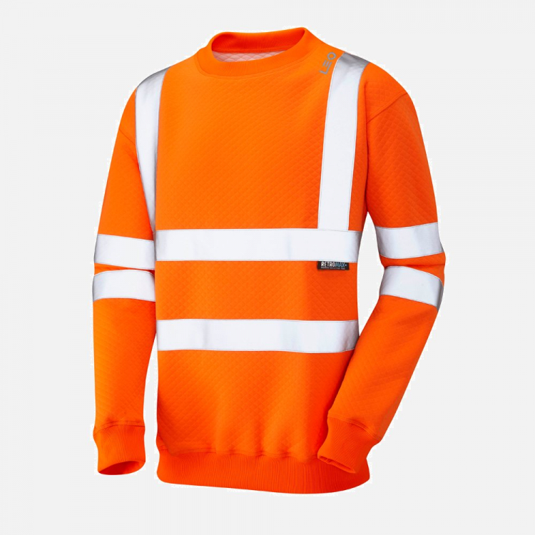 Leo Winkleigh SS05 Hi-Vis Crew Neck Sweatshirt - High-Visibility Orange - Mens - Sizes S-6XL