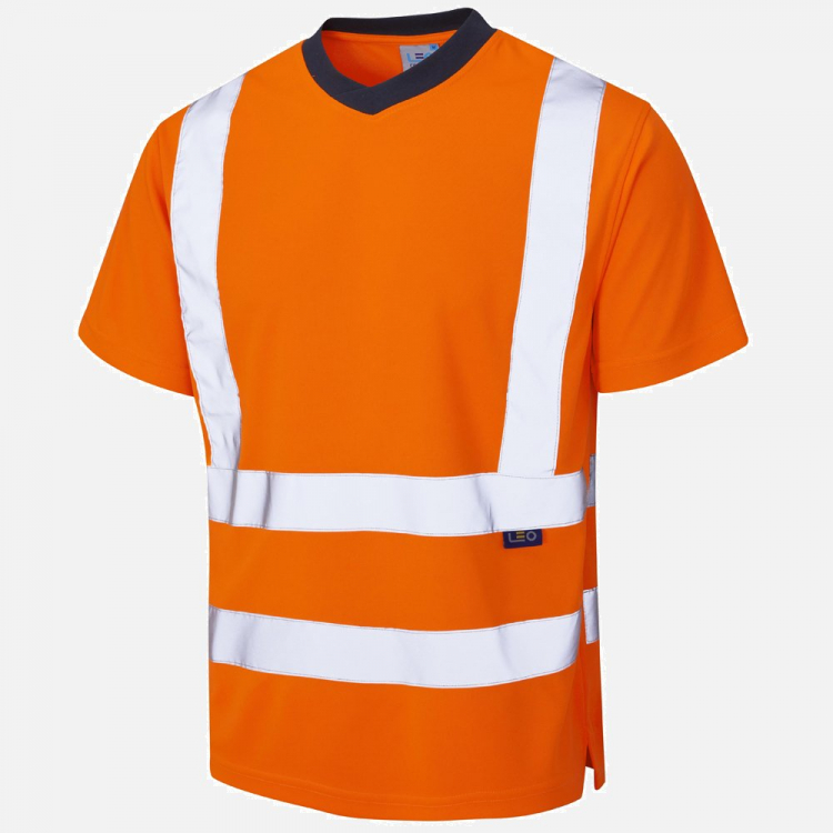 Leo Braunton T02 Hi-Vis T-Shirt - High-Visibility Orange - Mens - Sizes S-6XL