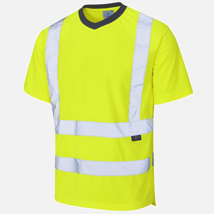 Leo Braunton T02 Hi-Vis T-Shirt - High-Visibility Yellow - Mens - Sizes S-6XL