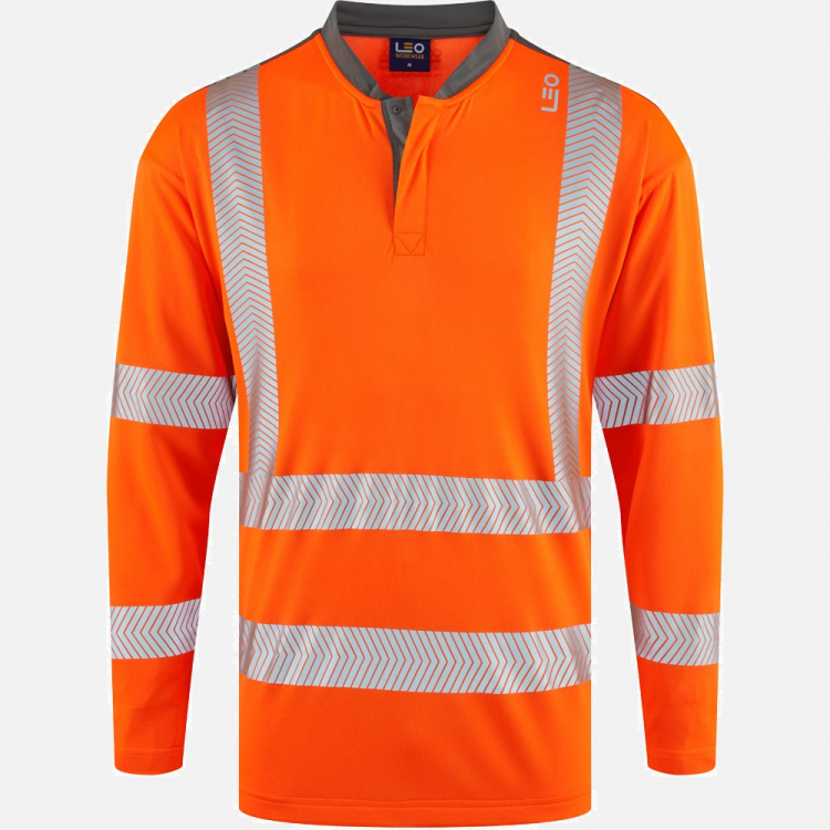 Leo Watermouth T13 Hi-Vis Long Sleeve T-Shirt - High-Visibility Orange - Mens - Sizes S-6XL