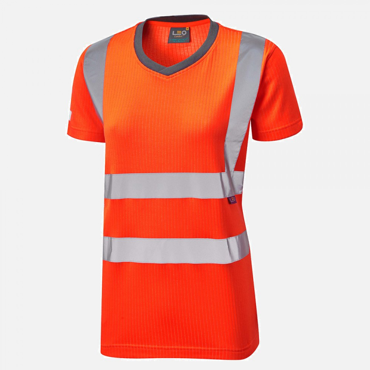 Leo Belstone TL01 Hi-Vis T-Shirt - High-Visibility Orange - Ladies - Sizes XS-6XL