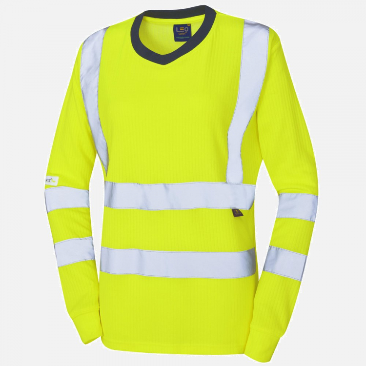 Leo Lydford TL05 Hi-Vis Long Sleeve T-Shirt - High-Visibility Yellow - Ladies - Sizes XS-6XL