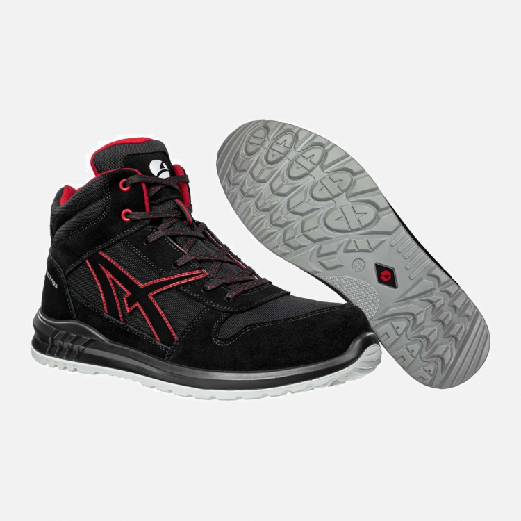 ALBATROS CLIFTON MID S3 SRC Safety Trainer - Black-Red - Mens - Sizes 3-12