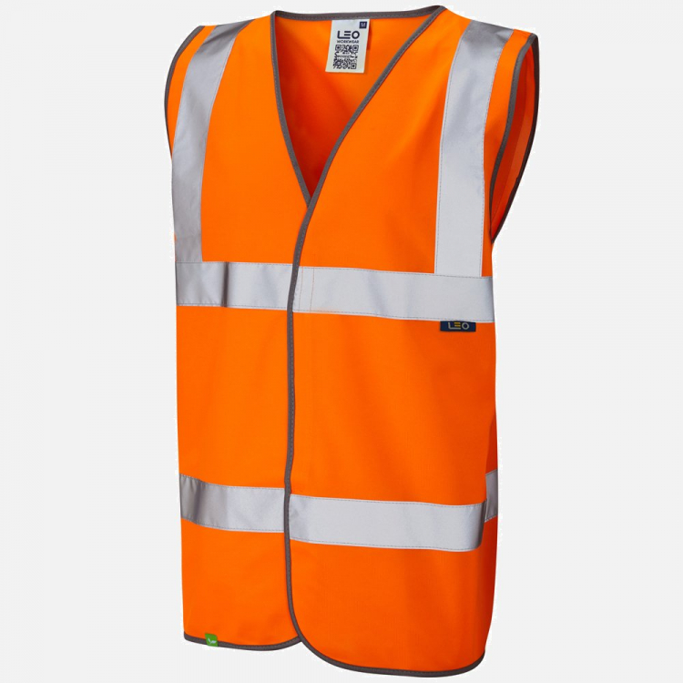 Leo Tarka W01 Hi-Vis Waistcoat - High-Visibility Orange - Mens - Sizes S-6XL