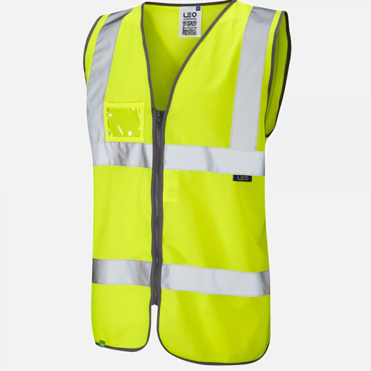 Leo Rumsam W02 Hi-Vis Zipped Waistcoat - High-Visibility Yellow - Mens - Sizes S-6XL