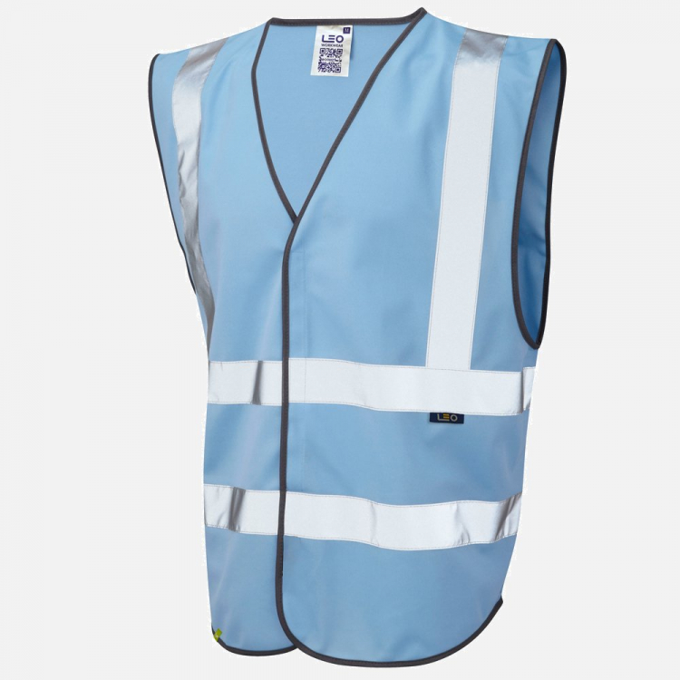 Leo Pilton W05 Hi-Vis Waistcoat - Sky Blue - Mens - Sizes XS-4XL