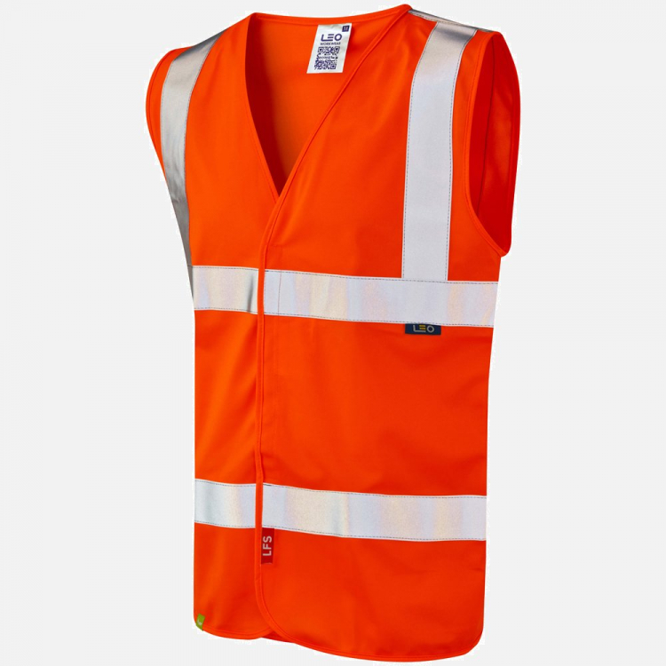 Leo Milford W08 Hi-Vis Waistcoat - High-Visibility Orange - Mens - Sizes S-6XL