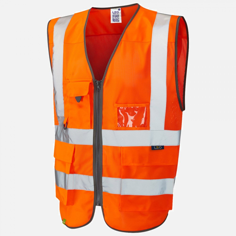 Leo Cobbaton W20 Hi-Vis Waistcoat - High-Visibility Orange - Mens - Sizes S-6XL