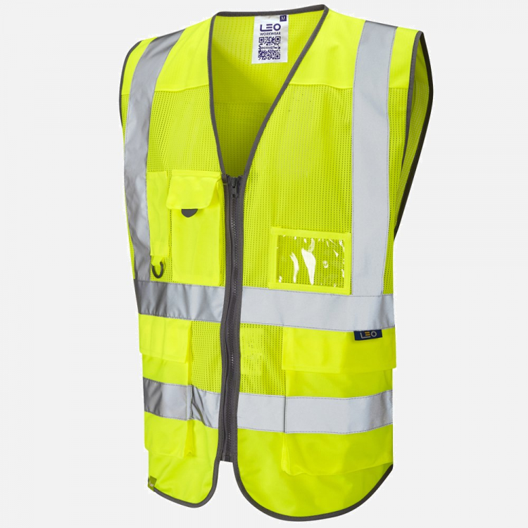 Leo Cobbaton W20 Hi-Vis Waistcoat - High-Visibility Yellow - Mens - Sizes S-6XL